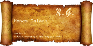 Mencs Galamb névjegykártya